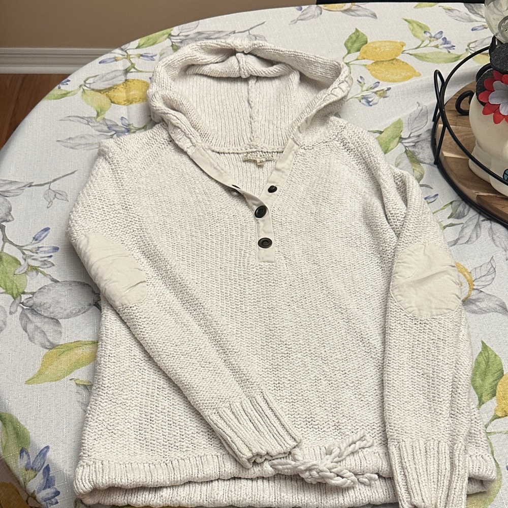 Old Navy Cream Button-Up Hooded Sweater